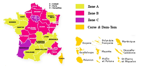 carte des zones scolaires